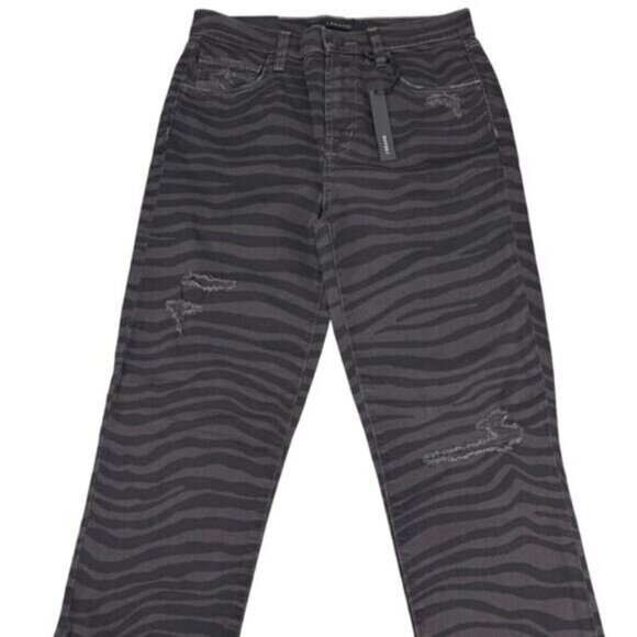 J Brand Ruby High-Rise Crop Cigarette Jean Womens In Black Dazzle Destruct 25 - Picture 4 of 7